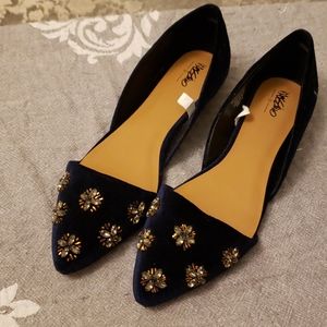 Mossimo Navy Blue Velvet Flats 11M